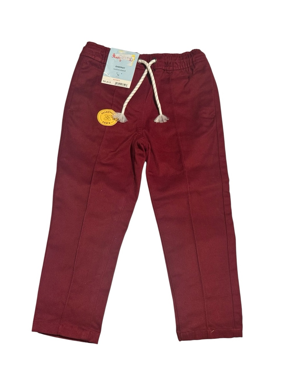 Kids Maroon Pull-On Pants with Drawstring Size 3T NWT